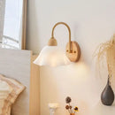 Scandinavian brass and cream led wooden wall lamp bedroom light