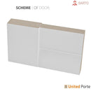 Lucia 2366 White Silk Double Barn Door with Clear Glass and Black Bypass Rails