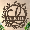 Scrolled Initial and Name in Wreath