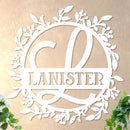 Scrolled Initial and Name in Wreath