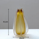 Sculpted amber carambola glass vase living room floral decor