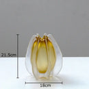 Sculpted amber carambola glass vase living room floral decor