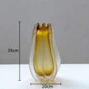 Sculpted amber carambola glass vase living room floral decor