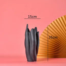Sculpted petal black texture ceramic vase living room decor