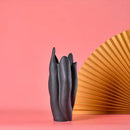 Sculpted petal black texture ceramic vase living room decor