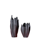 Sculpted petal black texture ceramic vase living room decor