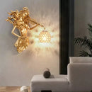 Sculptural gold violinist crystal wall lamp living room sconce