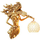 Sculptural gold violinist crystal wall lamp living room sconce
