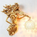 Sculptural gold violinist crystal wall lamp living room sconce