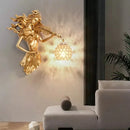 Sculptural gold violinist crystal wall lamp living room sconce