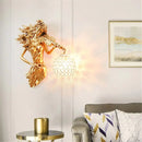 Sculptural gold violinist crystal wall lamp living room sconce
