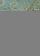 Sea Blue, Green and Ivory Hand Knotted Traditional Oushak Custom Made wool rug