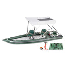 Inflatable boat with canopy and accessories on a white background