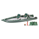 Inflatable boat with accessories on a white background
