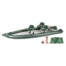 Inflatable boat with accessories on a white background