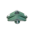 Green metal object with a white background