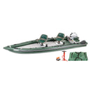 Inflatable boat with accessories on a white background