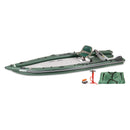 Inflatable boat with accessories on a white background