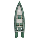 Green kayak on a white background