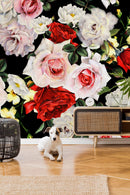Seamless Floral Pattern with Roses Wallpaper Mural