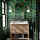 Tropical Leopard Jungle Wallpaper - Bold Leaves & Leopard Print on Green Background