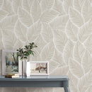 Neutral Toned Elegant Leaves Wallpaper