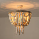 Seguis 3-Light Weathered White Chandelier with Wood Beads