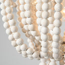 Seguis 3-Light Weathered White Chandelier with Wood Beads