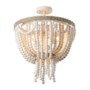 Seguis 3-Light Weathered White Chandelier with Wood Beads