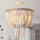 Seguis 3-Light Weathered White Chandelier with Wood Beads