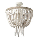 Seguis 3-Light Weathered White Chandelier with Wood Beads
