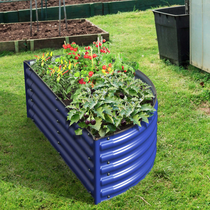 17" Tall Decorative Semi-circle Raised Garden Bed in Cobalt Blue