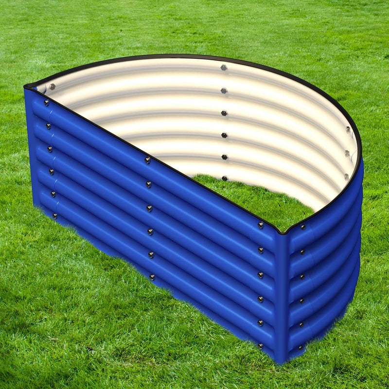 17" Tall Decorative Semi-circle Raised Garden Bed in Cobalt Blue