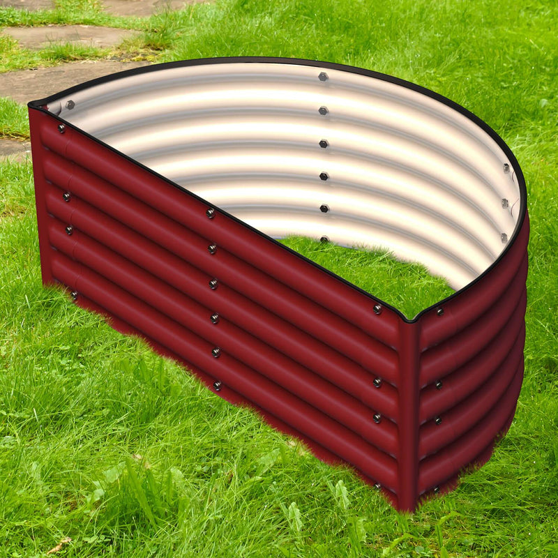 17" Tall Decorative Semi-circle Raised Garden Bed in Barn Red