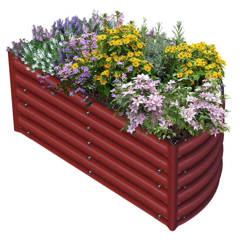 17" Tall Decorative Semi-circle Raised Garden Bed in Barn Red