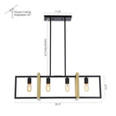 Seppo 4-Light Matt Black and Golden Kitchen Island Pendant