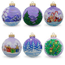 Set of 6 Santa Claus and Friends Glass Christmas Ornaments