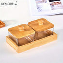 DecorBites™ Bamboo Wood Lid Glass Snack Storage Jar | Stylish Container for Snacks and Dried Fruits