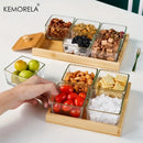 DecorBites™ Bamboo Wood Lid Glass Snack Storage Jar | Stylish Container for Snacks and Dried Fruits