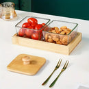 DecorBites™ Bamboo Wood Lid Glass Snack Storage Jar | Stylish Container for Snacks and Dried Fruits