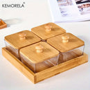 DecorBites™ Bamboo Wood Lid Glass Snack Storage Jar | Stylish Container for Snacks and Dried Fruits
