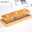 DecorBites™ Bamboo Wood Lid Glass Snack Storage Jar | Stylish Container for Snacks and Dried Fruits