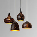 Set of 4 black & gold etched iron pendant light fixture dining room