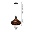 Set of 4 black & gold etched iron pendant light fixture dining room