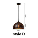 Set of 4 black & gold etched iron pendant light fixture dining room
