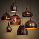 Set of 4 black & gold etched iron pendant light fixture dining room
