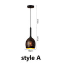 Set of 4 black & gold etched iron pendant light fixture dining room