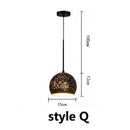 Set of 4 black & gold etched iron pendant light fixture dining room