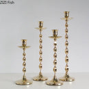 Set of 4 golden candlestick holders dining room twisted metal decor