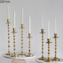 Set of 4 golden candlestick holders dining room twisted metal decor